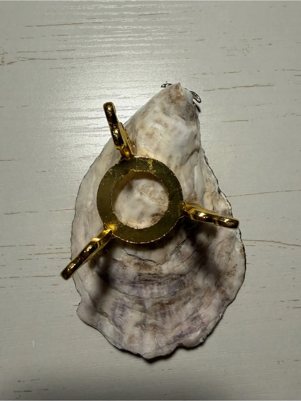 Handcrafted decoupage flamingo oyster shell trinket dish